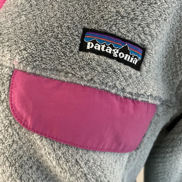 Patagonia sweatshirt with hood grey and pink Sz.Lg. - Picture 3 of 5